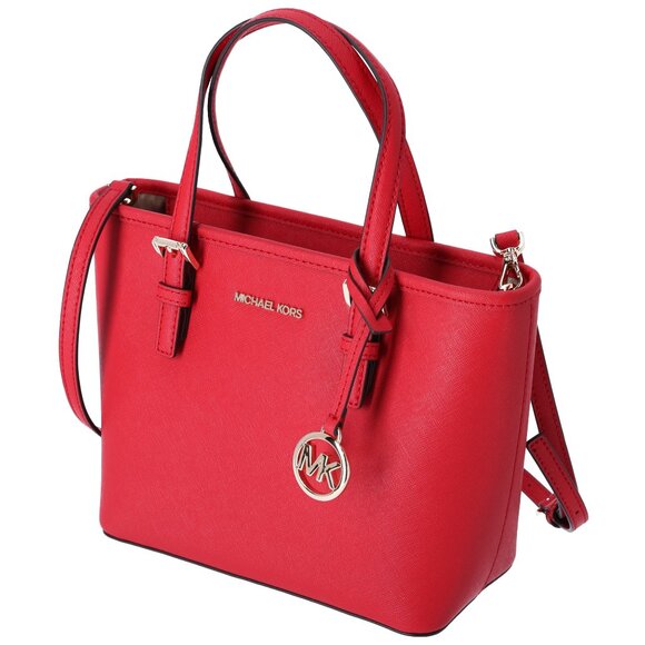 Michael Kors Jet Set Small XS Carryall Convertible Tote Crossbody Bright Red - Picture 4 of 8